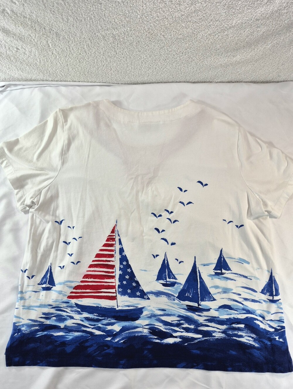 NWOT Alfred Dunner Nautical Sailboat American Flag Knit Tee Shirt XL Patriotic - Picture 6 of 6